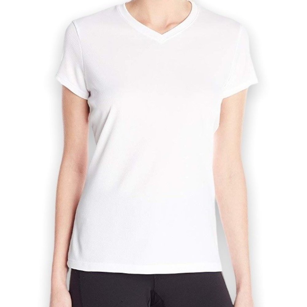 ASICS NEW Women's Ready Set Short Sleeve V-Neck Workout Running Top, White (XS)